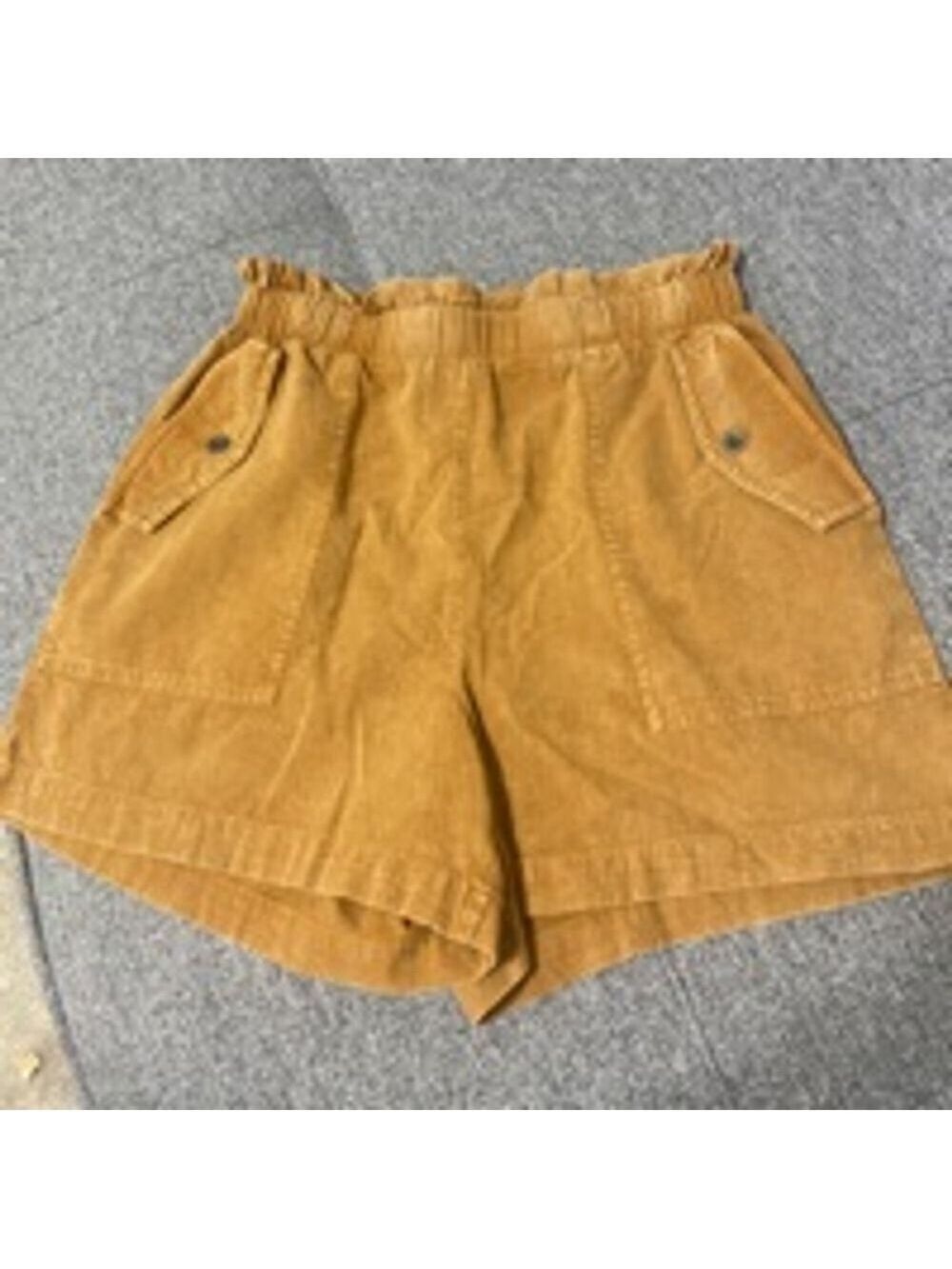 NWOT-Women Jane Delancey Shorts, S, Mustard Yellow/ brown, 100%cotton